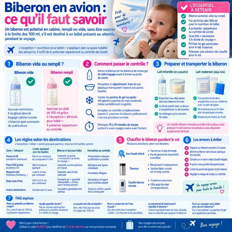 Biberon en avion : ce qui est autorisé en 2026