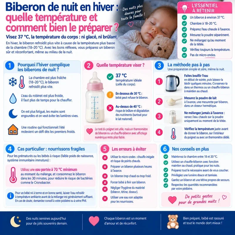 Biberon de nuit en hiver : température, préparation