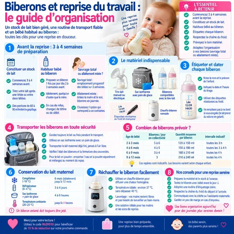 Reprise du travail 2026 : organiser les biberons de bébé
