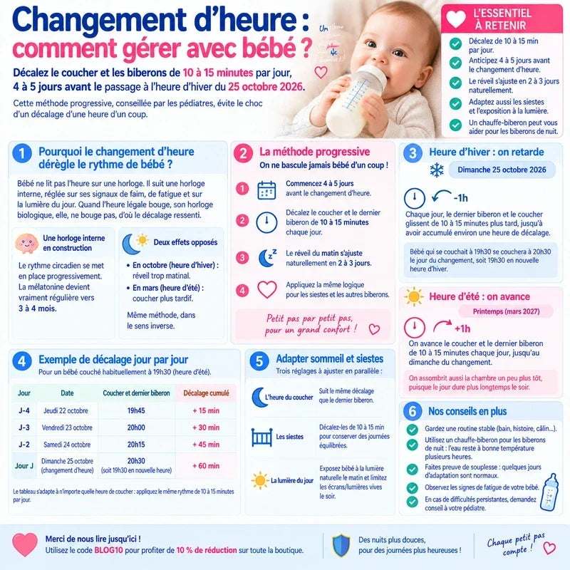 Changement d'heure bébé : comment décaler ses biberons