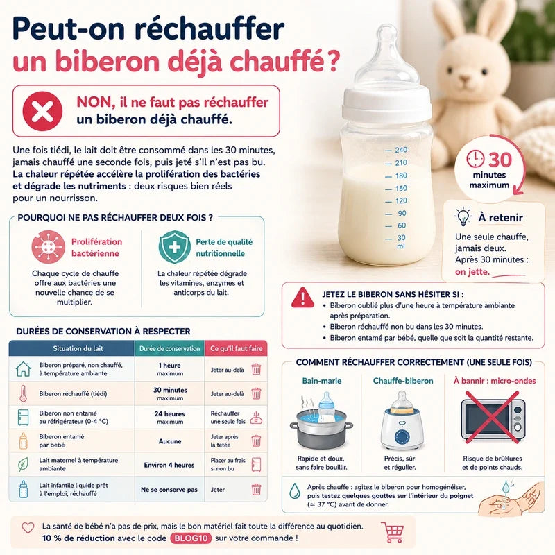 Peut-on réchauffer un biberon déjà chauffé ? Nos conseils