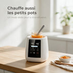 Chauffe-biberon stérilisateur réchauffant un petit pot de purée – mode dédié à la diversification